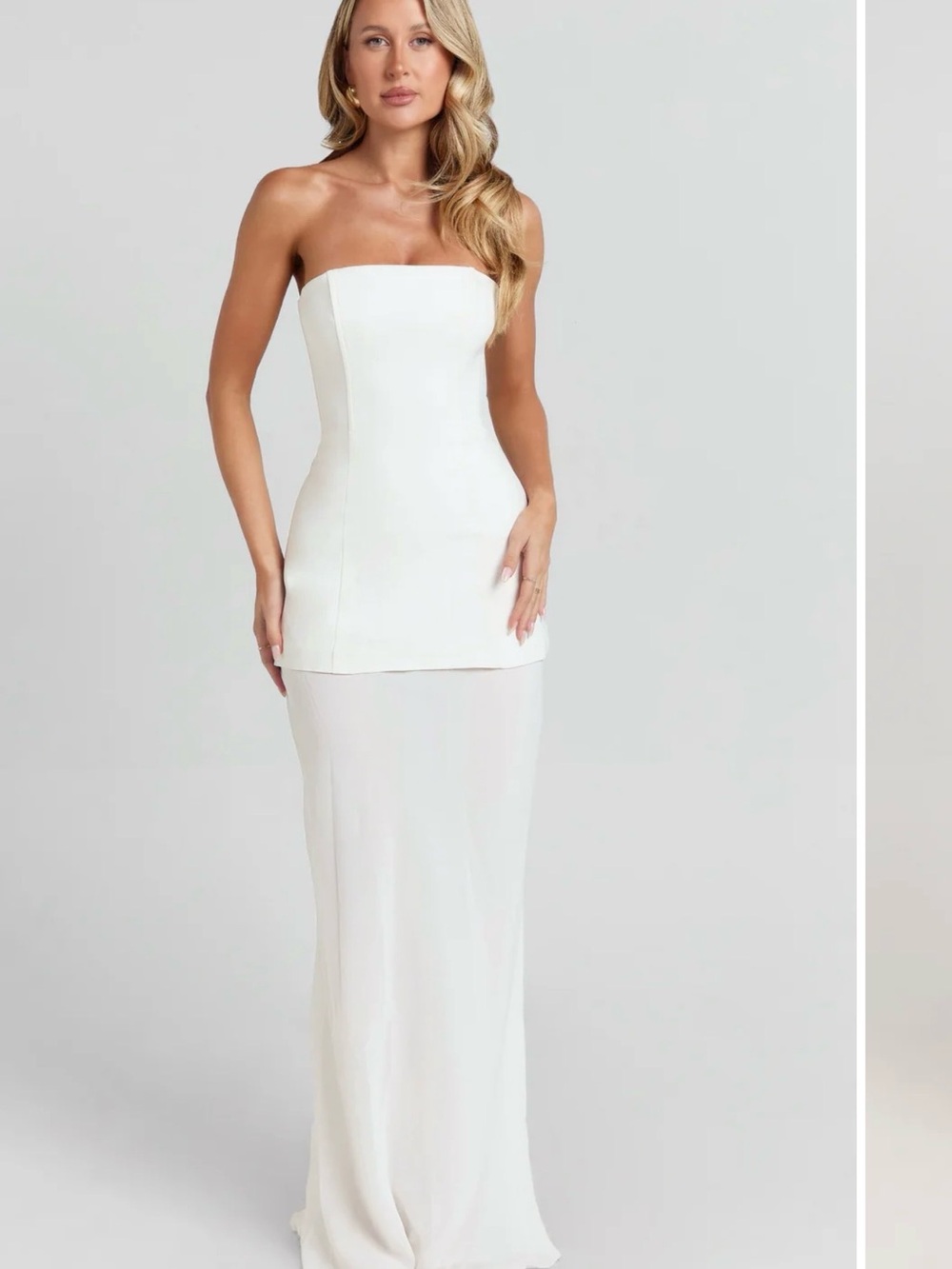 Showpo Strapless White Column Wedding Gown